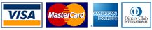 Visa, Mastercard, American Express, Diners Club